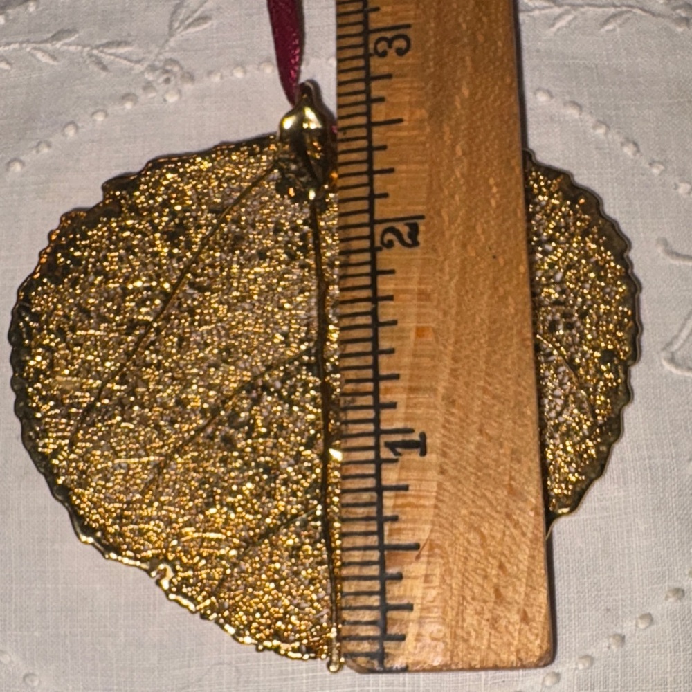 Gold Leaf Large Pendant with Pink Ribbon $22 - Picture 4 of 4